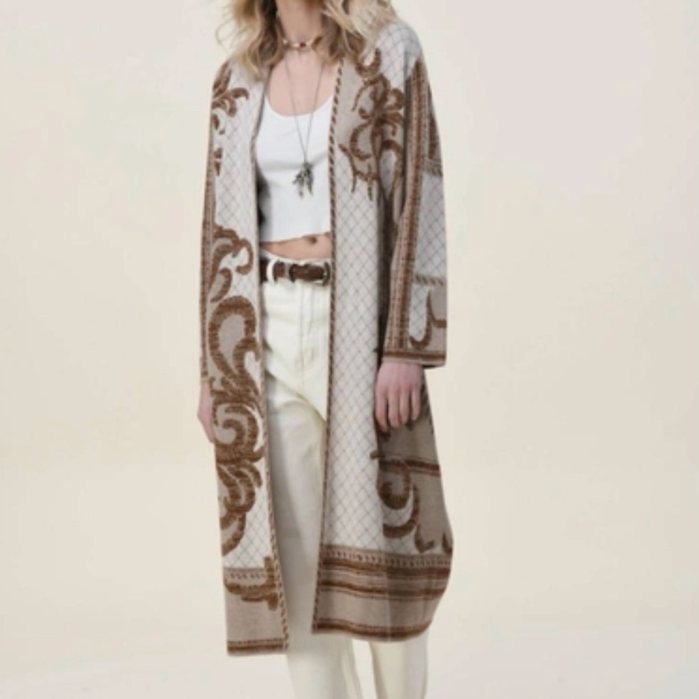ESSITAM Lili Baroque Tapestry Design Jacquard‎ Long Cardigan size S